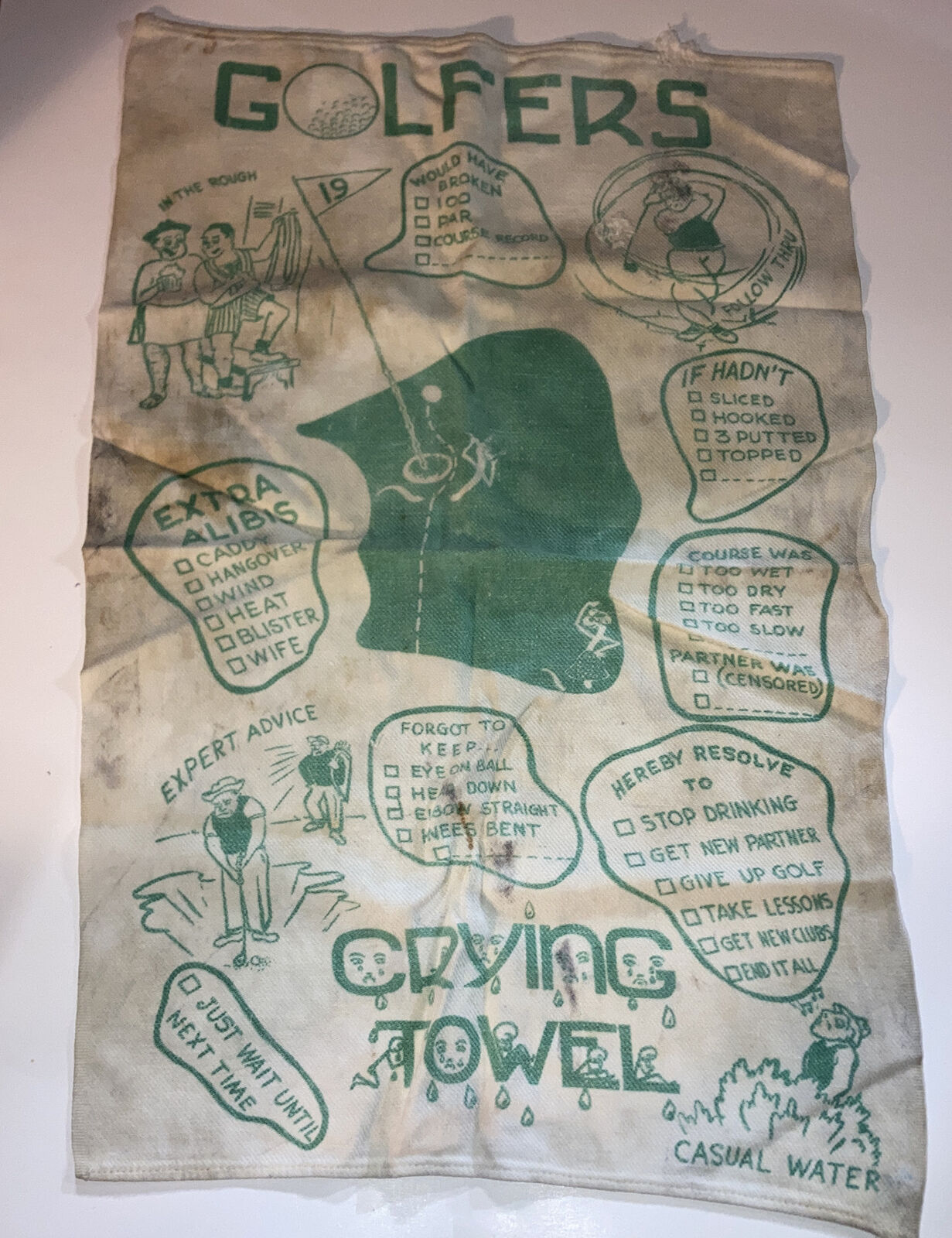 Vintage Crying Towel Golfer’s Crying Towel Novelty