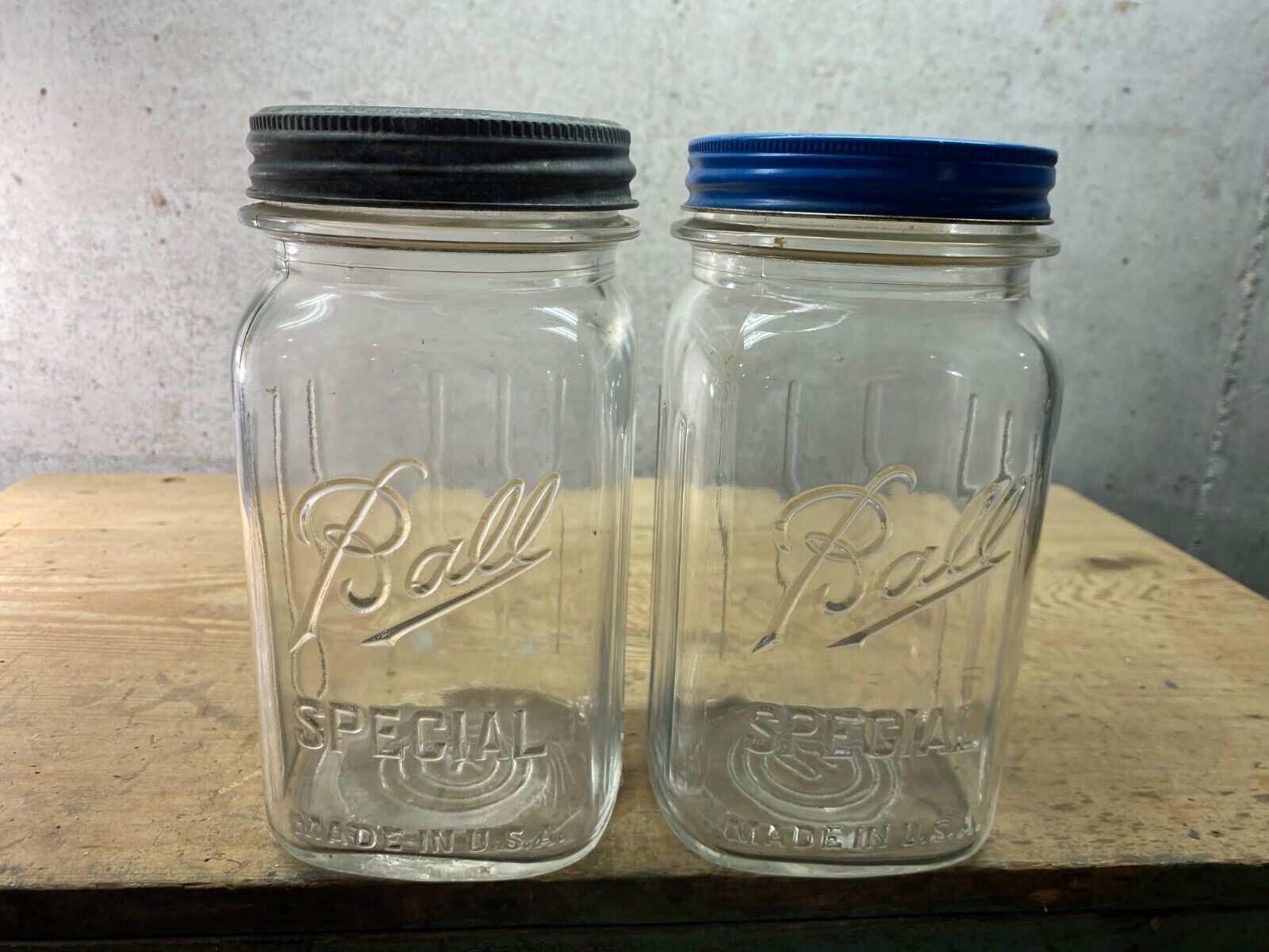 2 Vintage Ball Special Quart Clear jars no Damage
