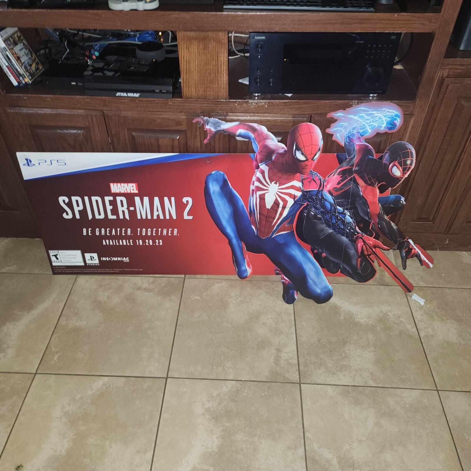 Spiderman 2 PS5 Release GameStop Promotional 3D Hanging Sign Poster