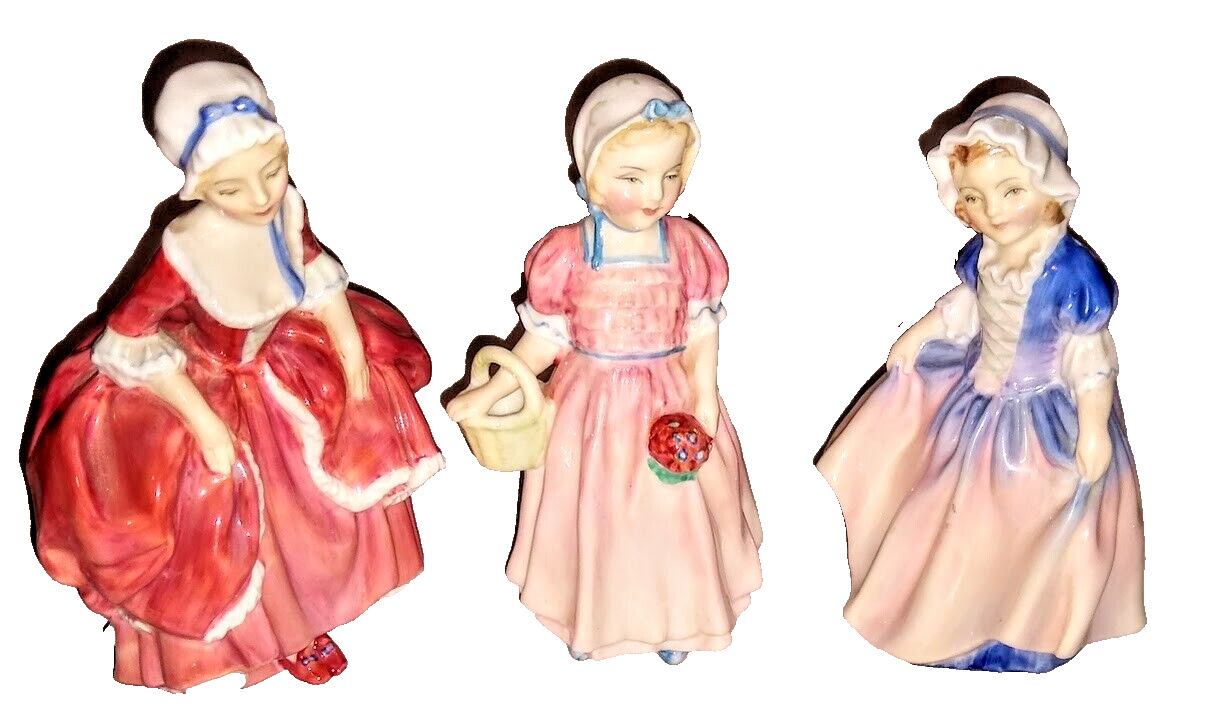 LOT of 3 Royal Doulton Lady Figurines Goody 2 Shoes, Tinkerbelle, Dinky Do