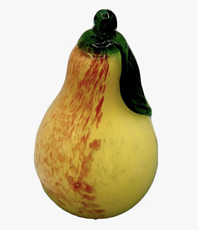 Vintage art glass ￼ Figurine 5” Tall  Yellow Pear