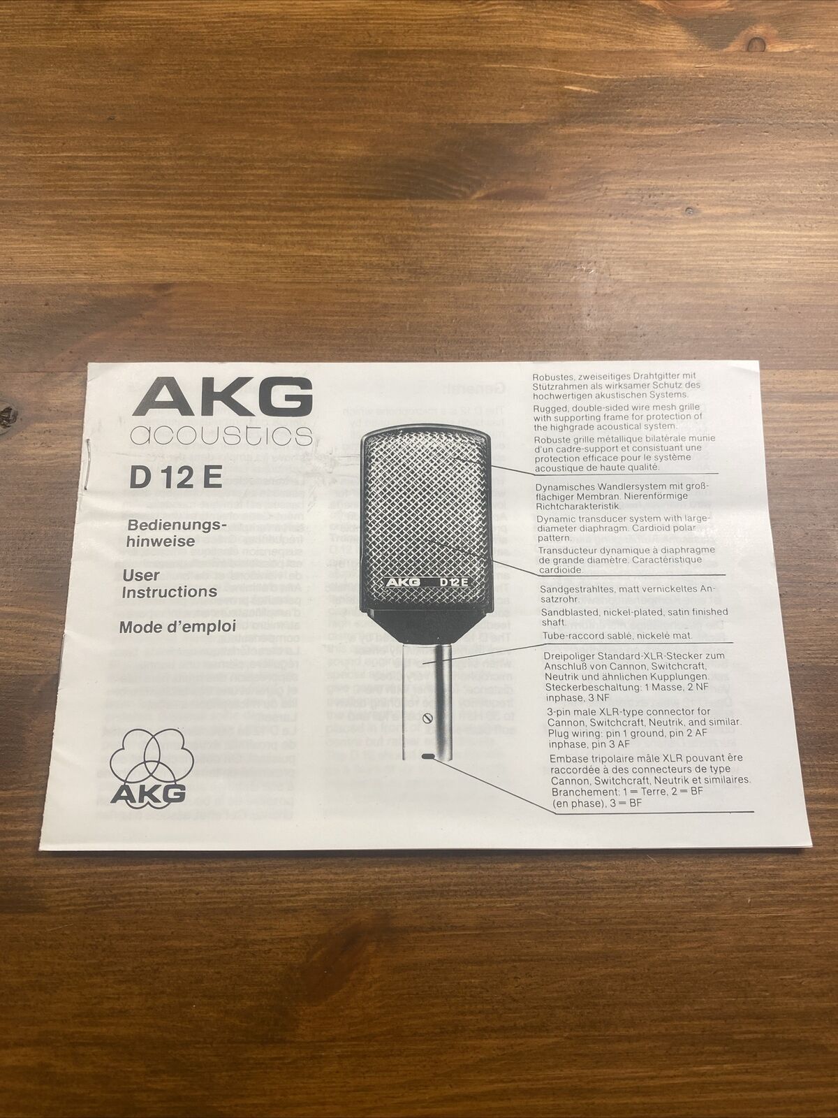 AKG D12E Microphone Instructions - T15