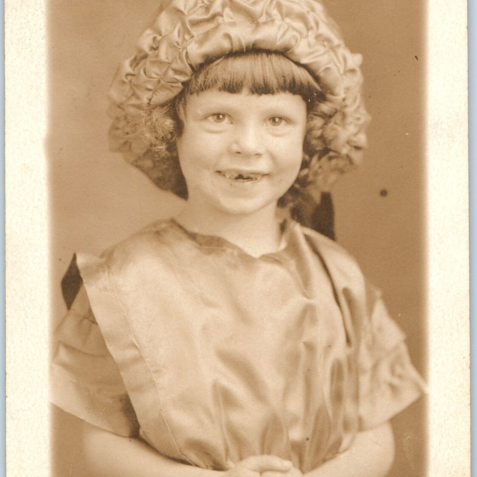 c1910s Cute Little Girl Missing Teeth RPPC Photo Scales Mound, IL Irenethan A158