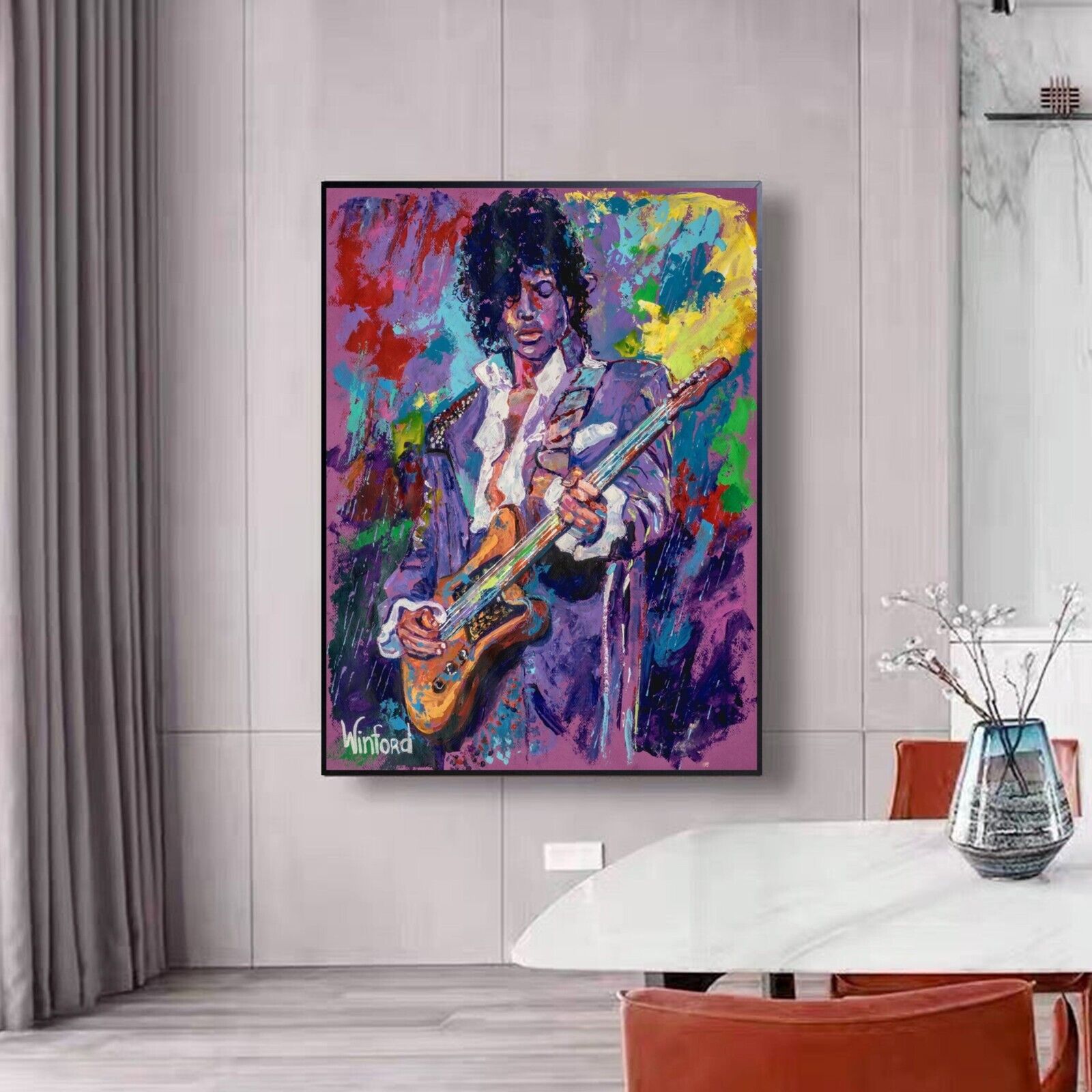 Prince Purple Rain Hand-Textured 36H X 24W Premium Canvas Giclee Was 795 Now 275