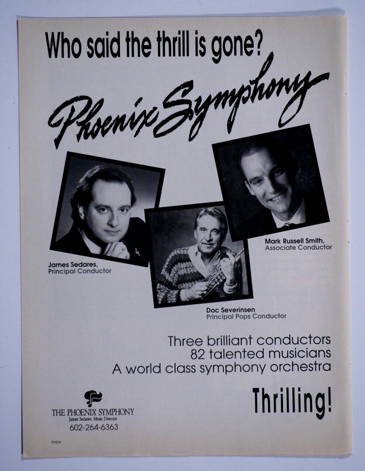 Doc Severinsen James Sedares Phoenix Symphony Vintage 1983 Original Print Ad