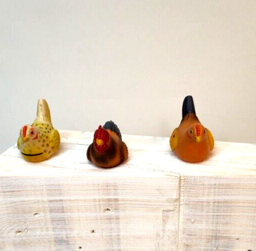 Vintage 70's Plastic Farmhouse 1 Rooster 2 Chicken's  Pencil Sharpeners 