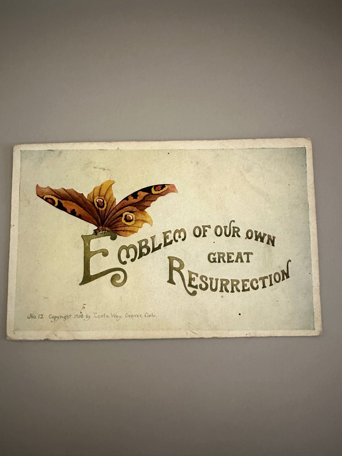 Antique Early 1900’s Postcard - Emblem of our Great Resurrection Butterfly