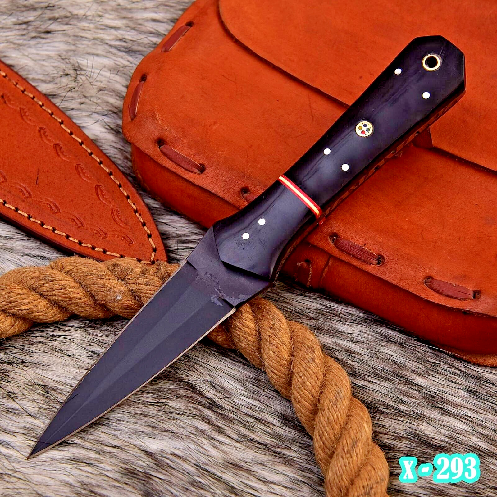 VINTAGE Handmade hunting Dagger Double Edge dirk Boot Knife WITH SHEATH