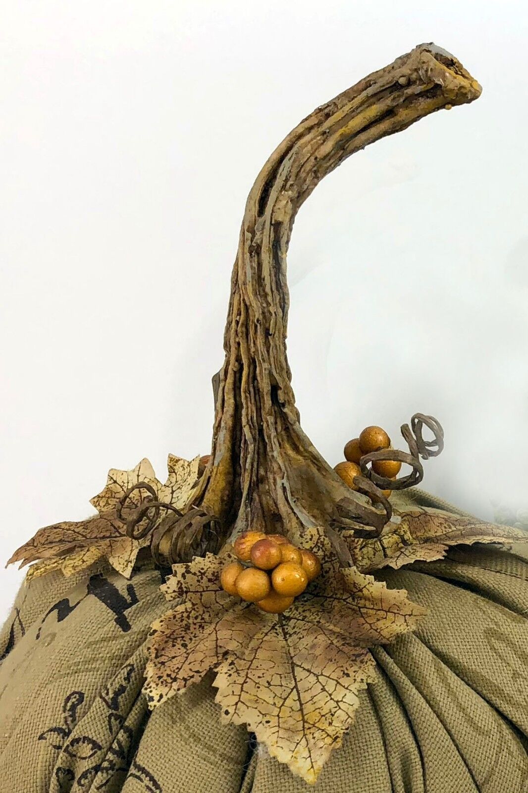 Pumpkin Stem LARGE Resin Dried Velvet Pumpkins Designer Fabric DIY Craft Stems