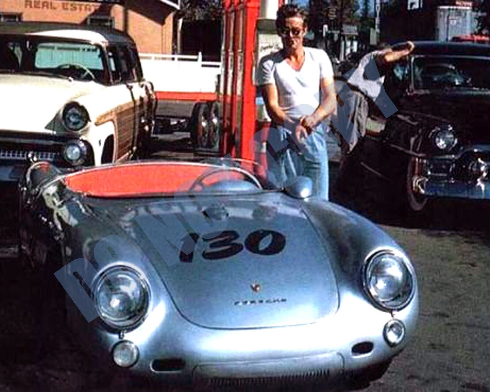 James Dean His Porsche Spider At Gas Station Hours Before Crash 8x10 Photo