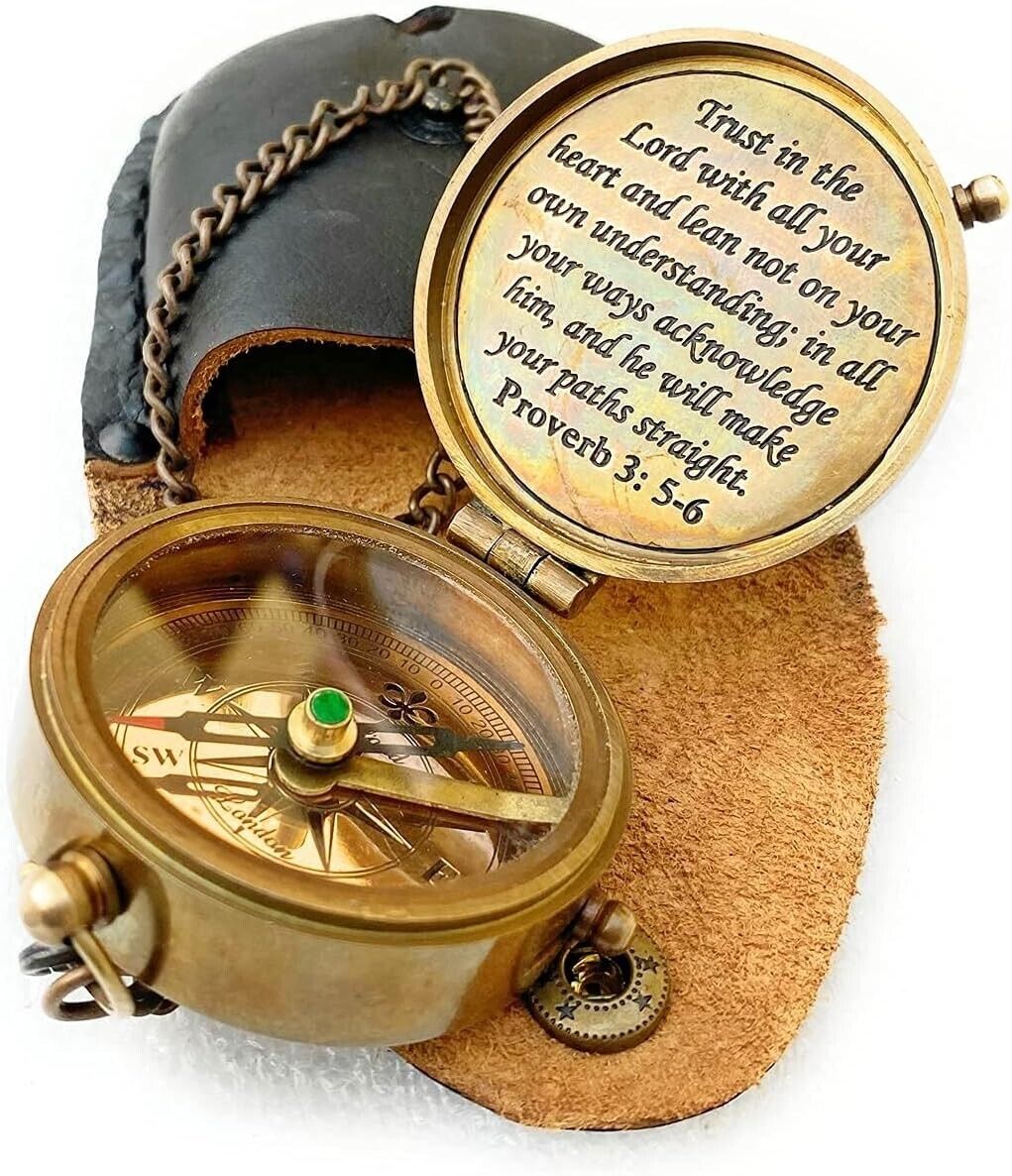 Trust in The Lord Proverbs 3: 5-6 Inscription Compasses First communiun Gift