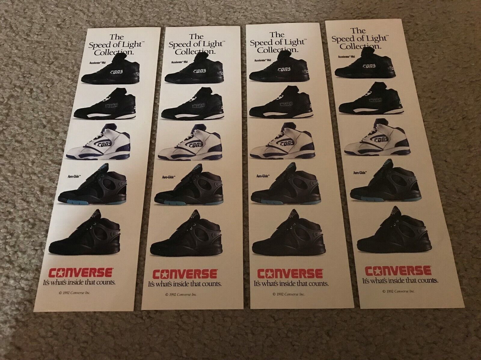 1992 CONVERSE ACCELERATOR MID AERO-GLIDE Basketball Shoes Poster Print Ad Lot x4