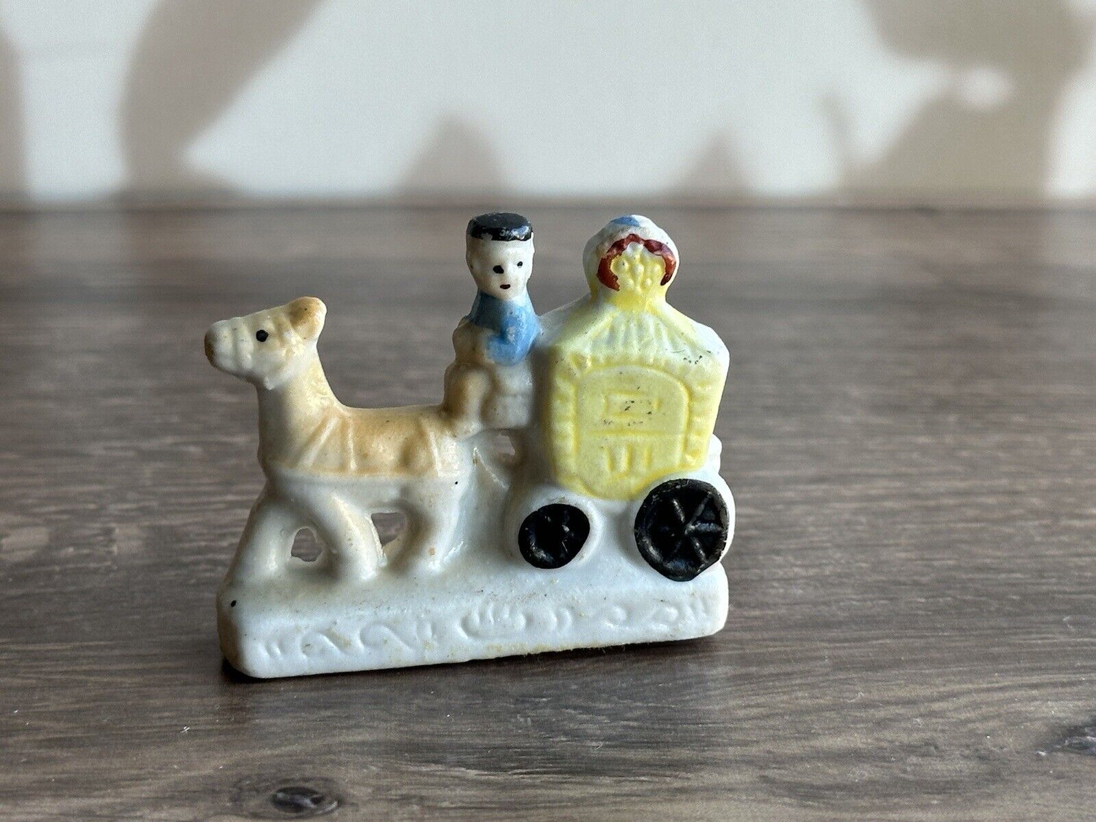 Horse Drawn Carriage Porcelain Miniature Figurine Japan Vintage