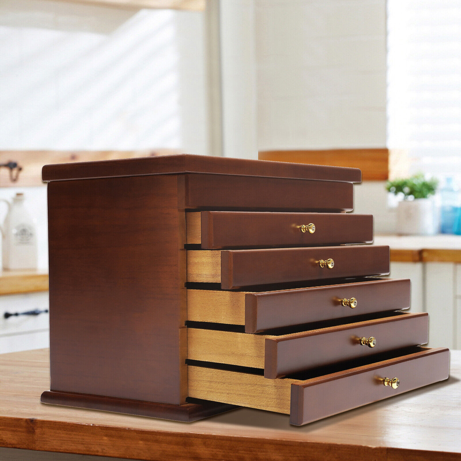 6 Layers Drawer Jewelry Cabinet Storage Box Gift Chest Armoire Organizer New