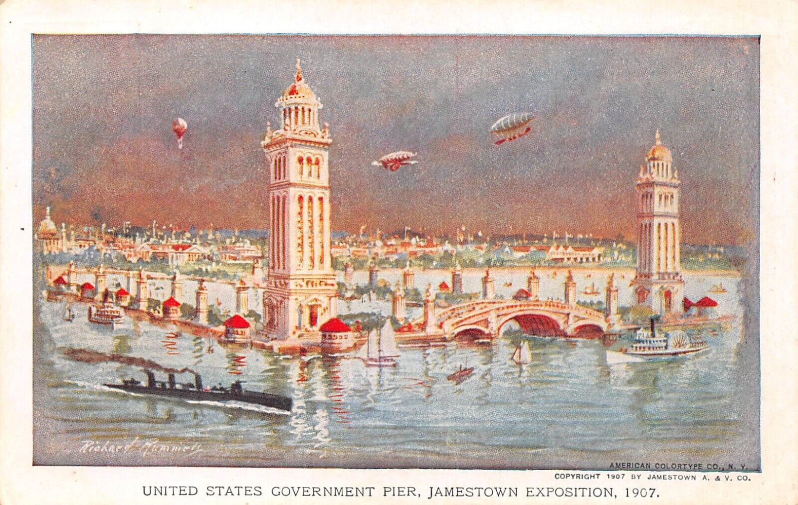 Jamestown Exposition VIRGINA 1907 U. S. Government Pier Postcard