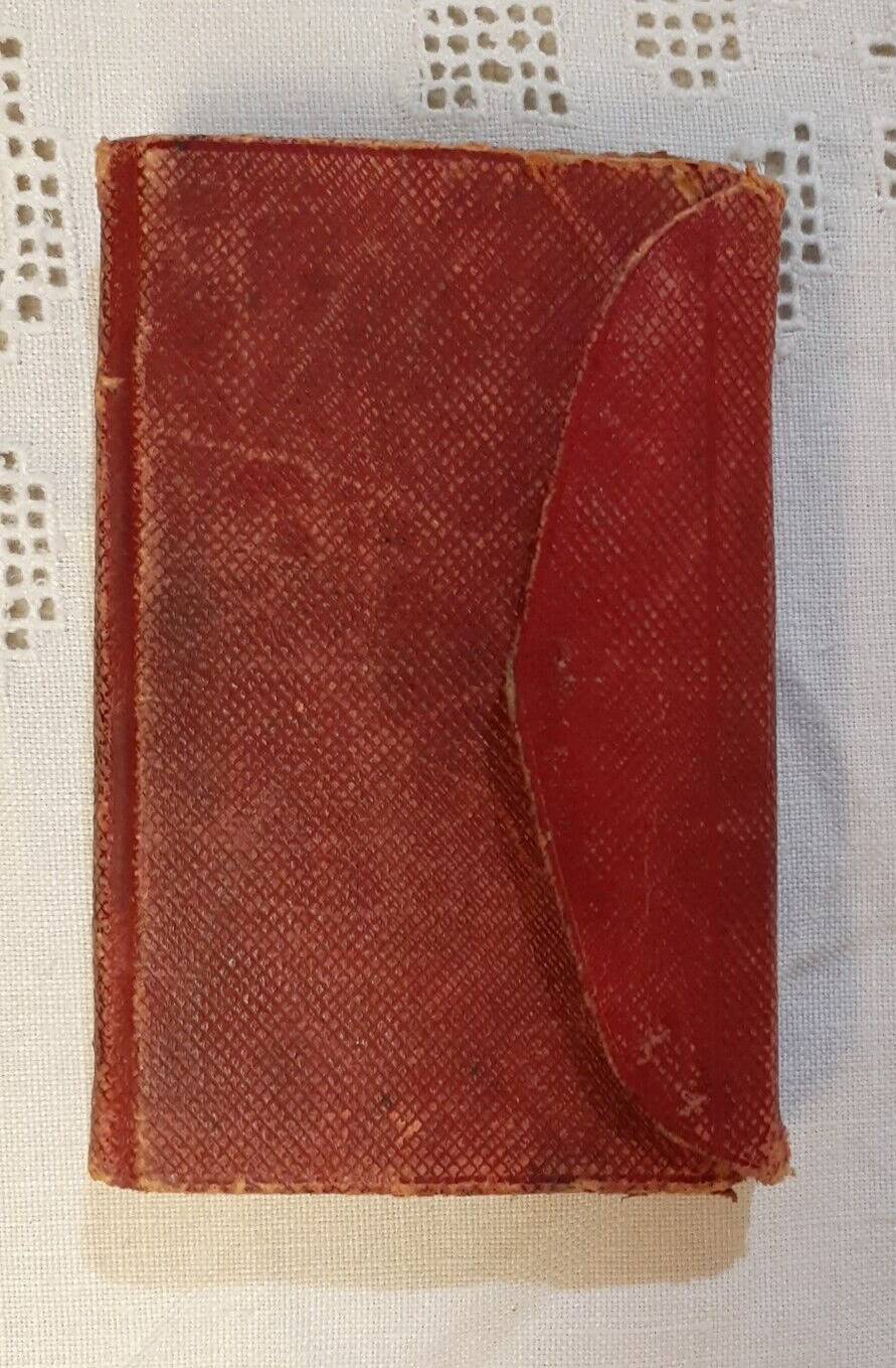 1871 Antique Red Leather Pocket Bible Flap Cover Gold Gilt Page Ends