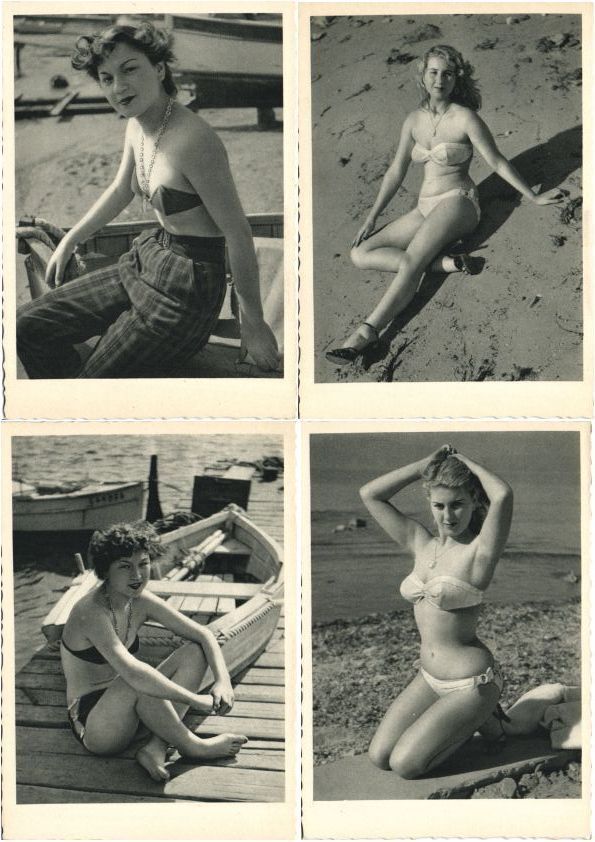 PIN UP BATHING GIRLS RISQUE 22 Vintage Postcards 1950's period (L6130)