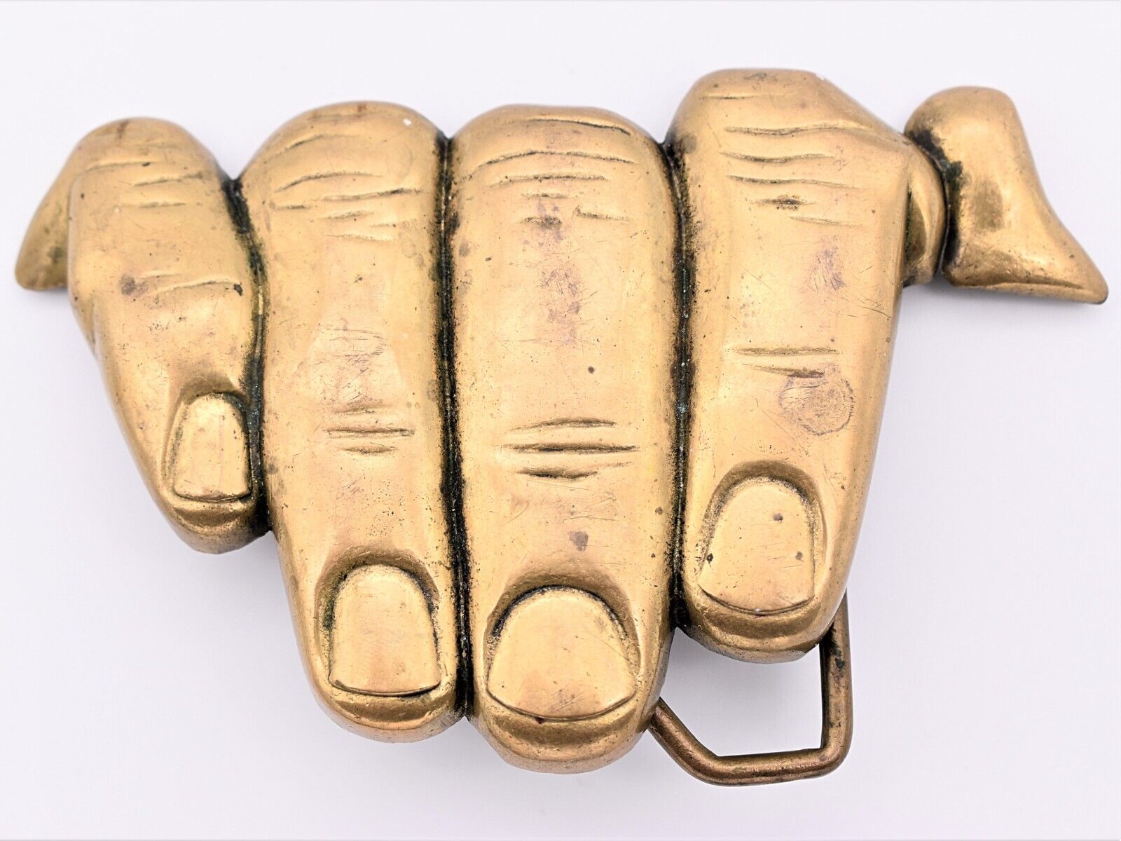 Hand In The Pants Novelty Funny Creepy Fingers Vintage Solid Brass Belt Buckle