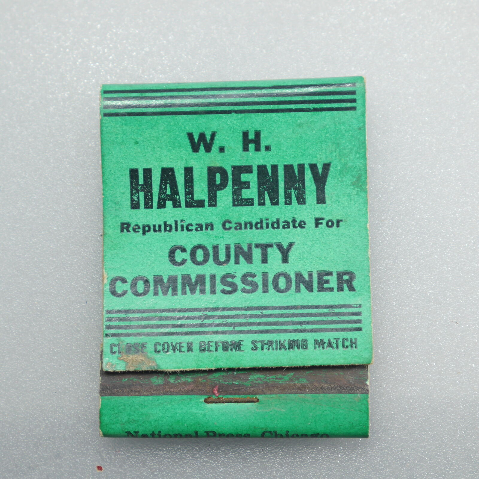 Republican County Commissioner Couldersport Pa Matchbook Vintage Struck
