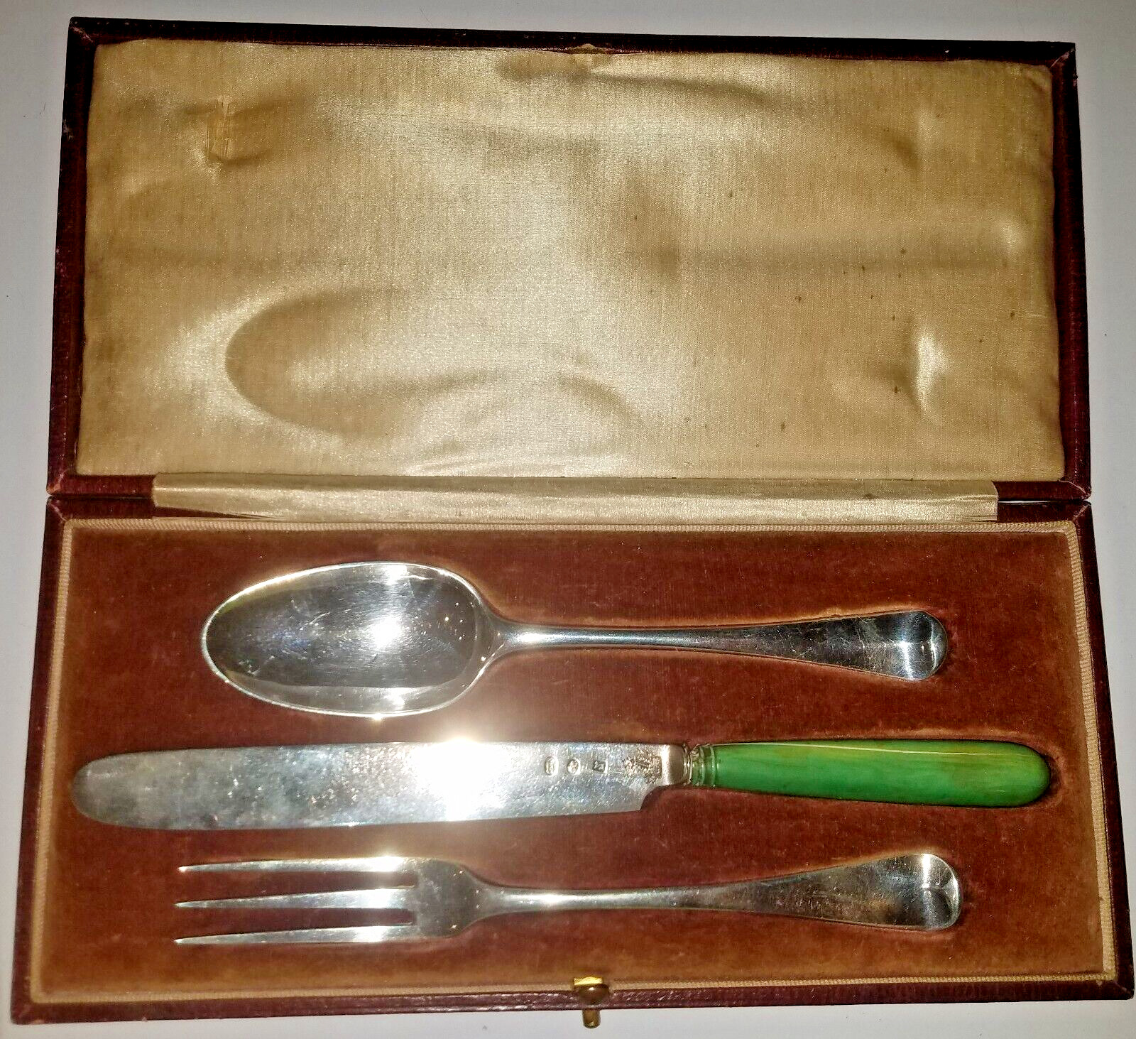 King George II King George III circa 1700s English Silver Spoon Fork Knife set
