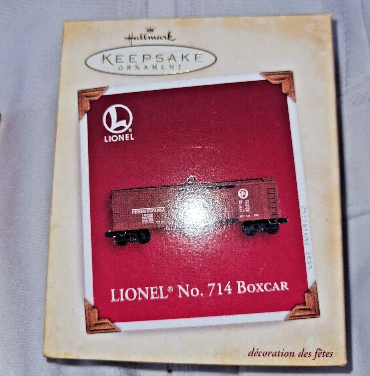 Hallmark Keepsake Holiday Ornament Lionel Train Penn No 714 Red Boxcar 2005