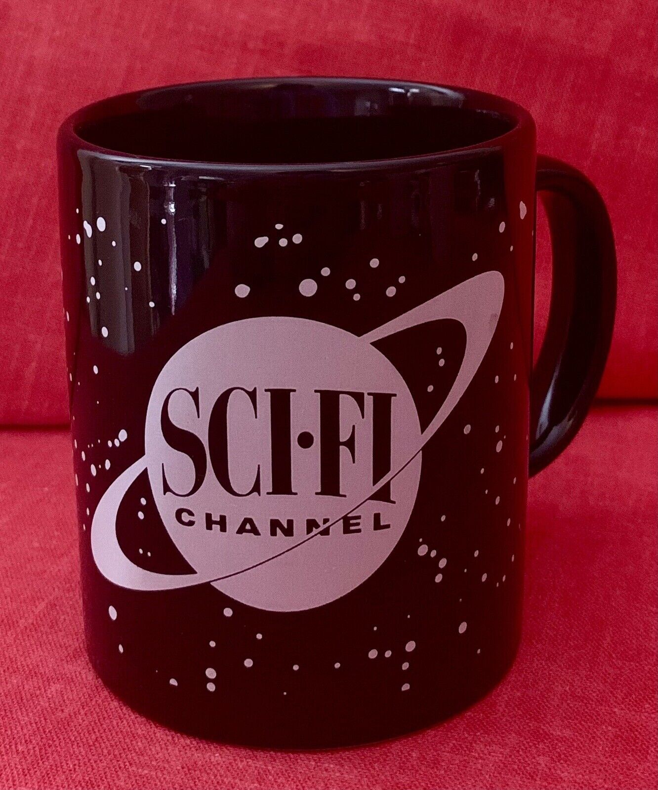 Vintage Sci-Fi Channel Logo Retro Coffee Mug Black 10 Oz. EXCELLENT CONDITION
