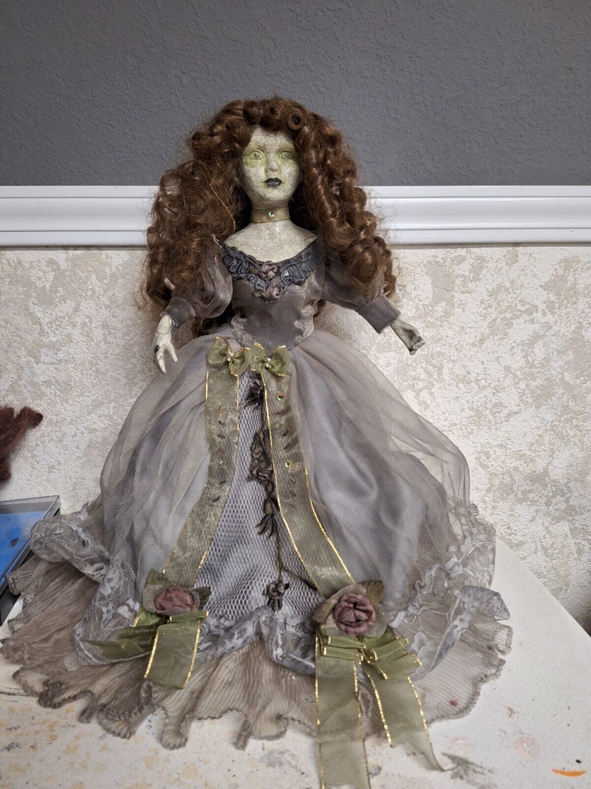 OOAK, Creepy Victorian Doll, Handmade, 14 In Tall, Halloween Prop
