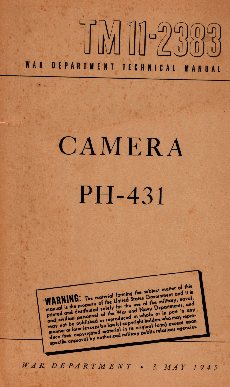 76 Page 1945 TM 11-2383 CAMERA PH-431 Cine - Kodak 16mm Movie Manual on Data CD