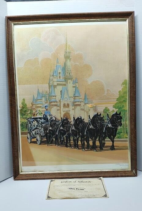 Rare 1981 Disney Our Team 668/1800 Signed by Charles Boyer w/ CoA Lithograph