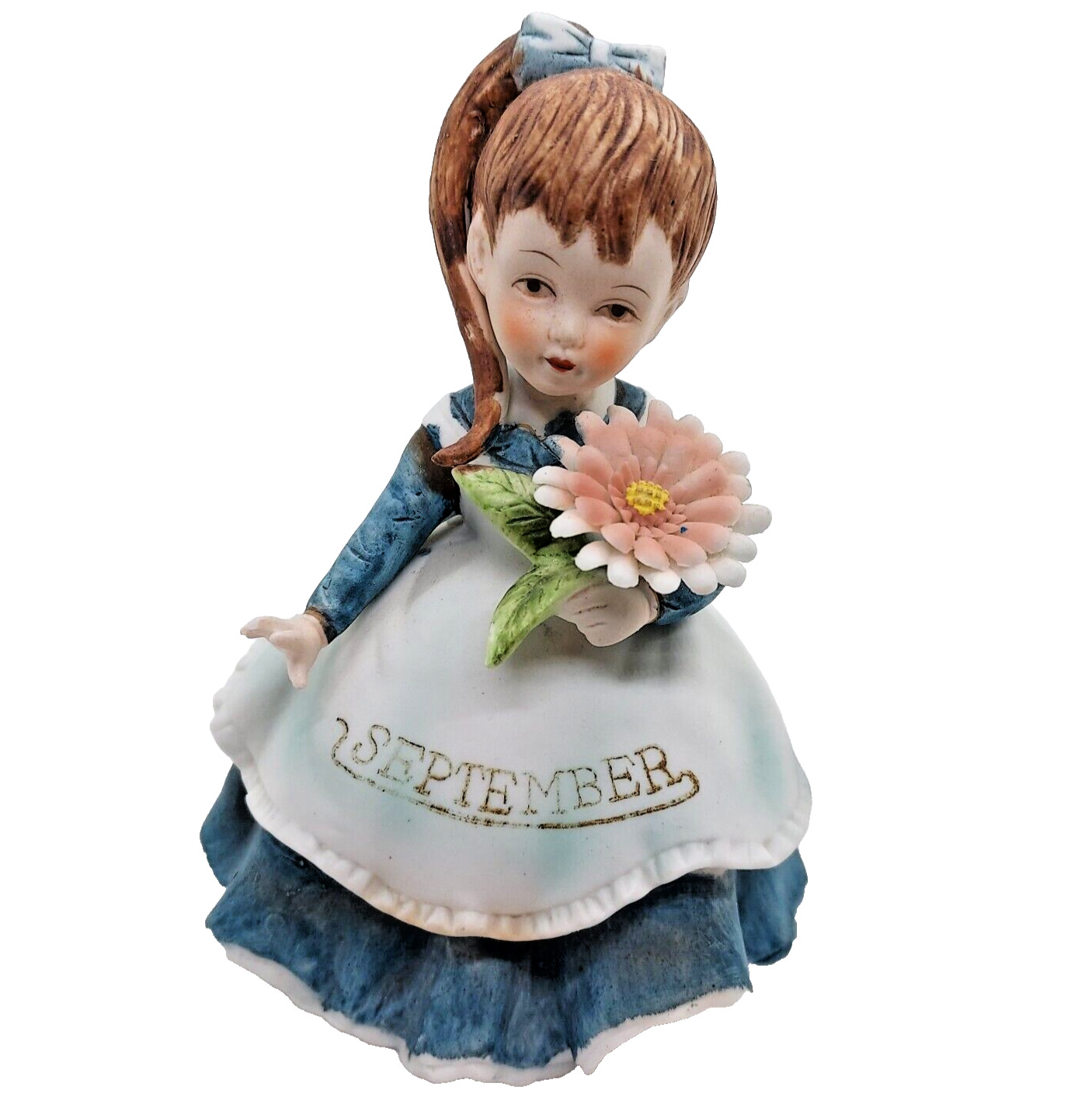 Lefton Girl of the Month September Figurine 4200 Hand Painted Porcelain Vintage