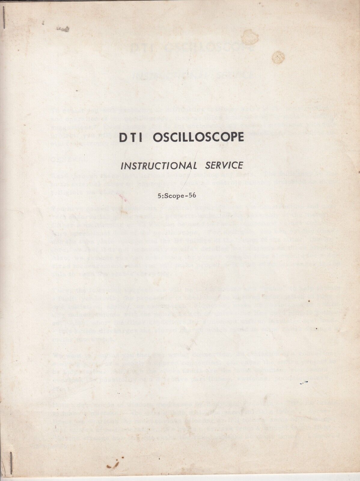 Vintage DeVry Technical Institute Oscilloscope Test Equipment DTI - MANUAL