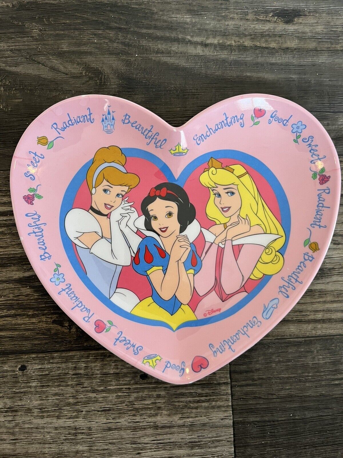 Classic Disney Princess Pink Melamine Heart Shaped Plate Retro Zak Designs