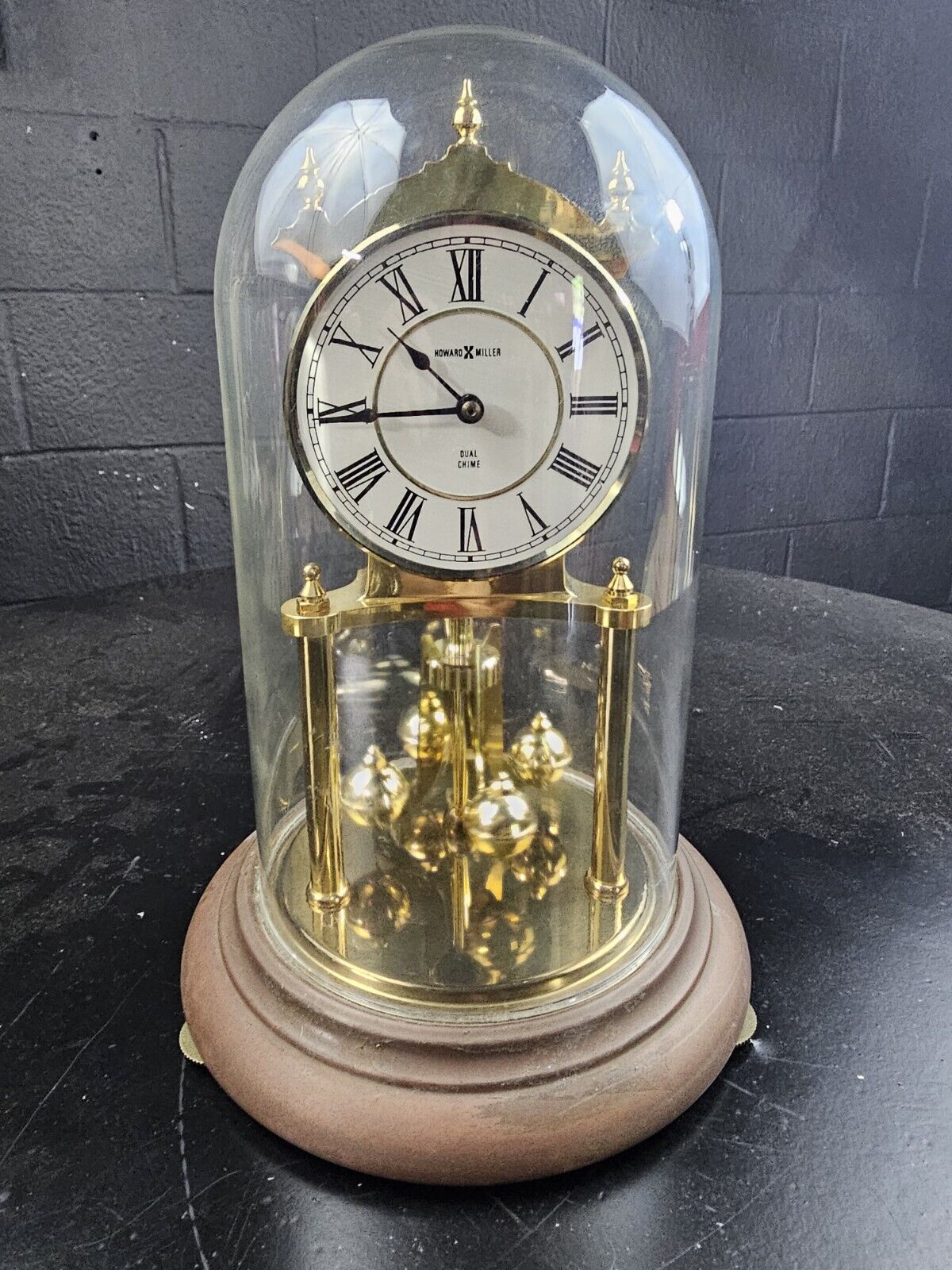 Vintage HOWARD MILLER Dual Chime Glass Dome Clock, Germany