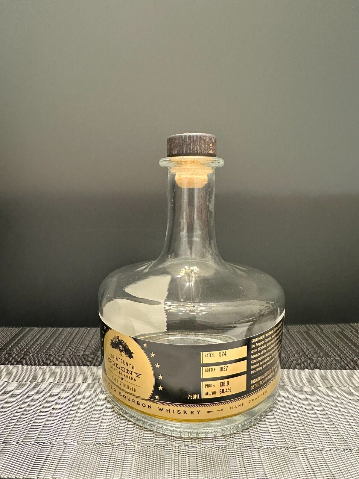 Thirteenth colony bourbon bottle very rare 13th CDO unrinsed Batch 2