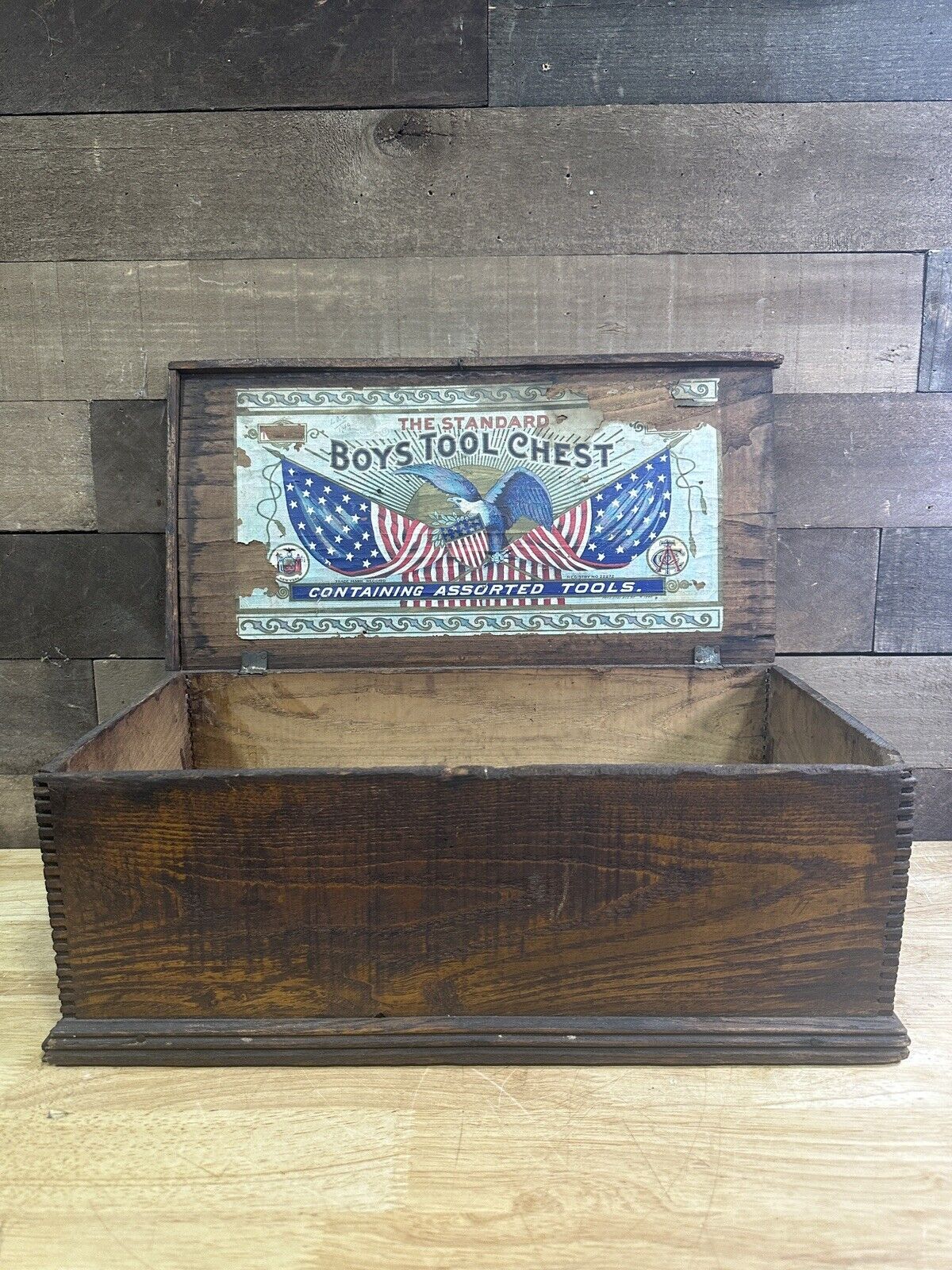 Antique Rare Children’s The Standard Boys Tool Chest Empty Wooden Box Price Bros