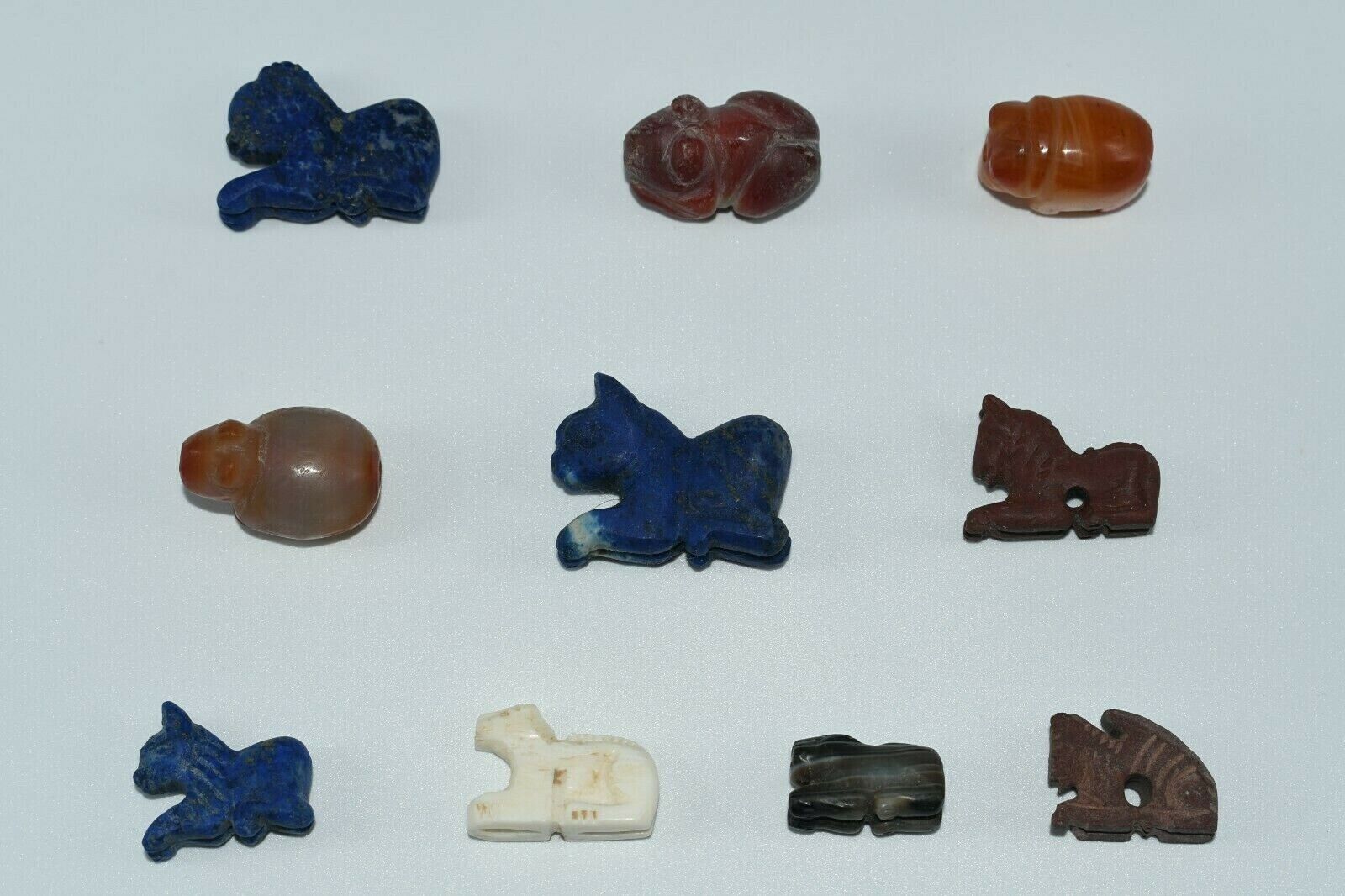 Lot Sale 10 Ancient Bactrian Margiana Multi Stone Animal Beads C. 2500 - 1500 BC
