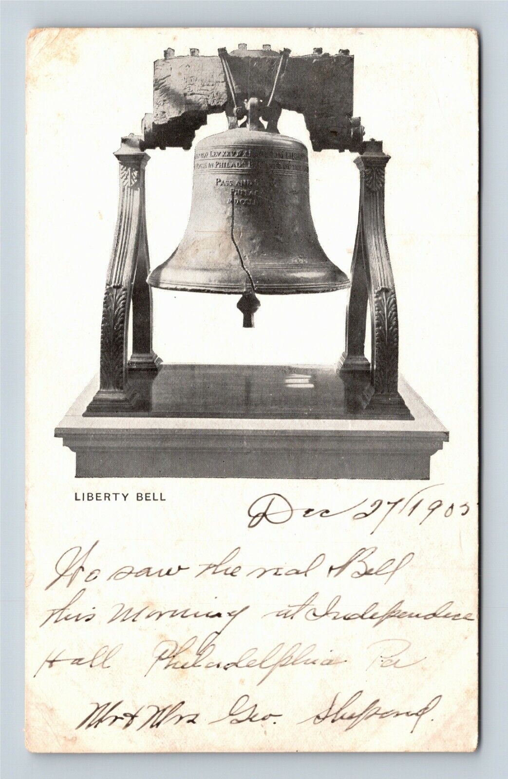Philadelphia PA, Liberty Bell, Crack, Message, Pennsylvania Vintage Postcard