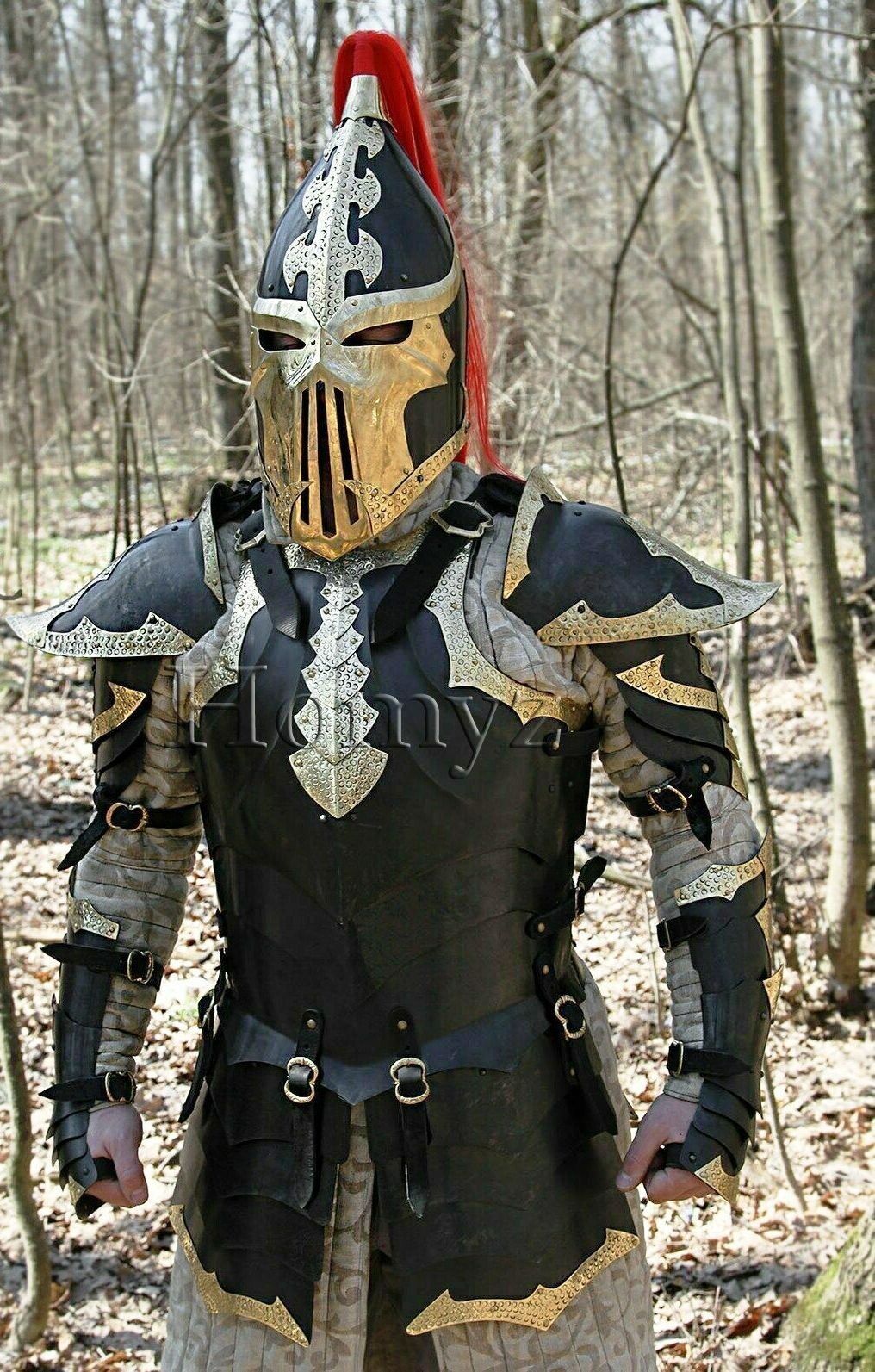 Medieval Dark Elf Druchii Warhammer Elves Half Armor Suit Warrior Black Costume