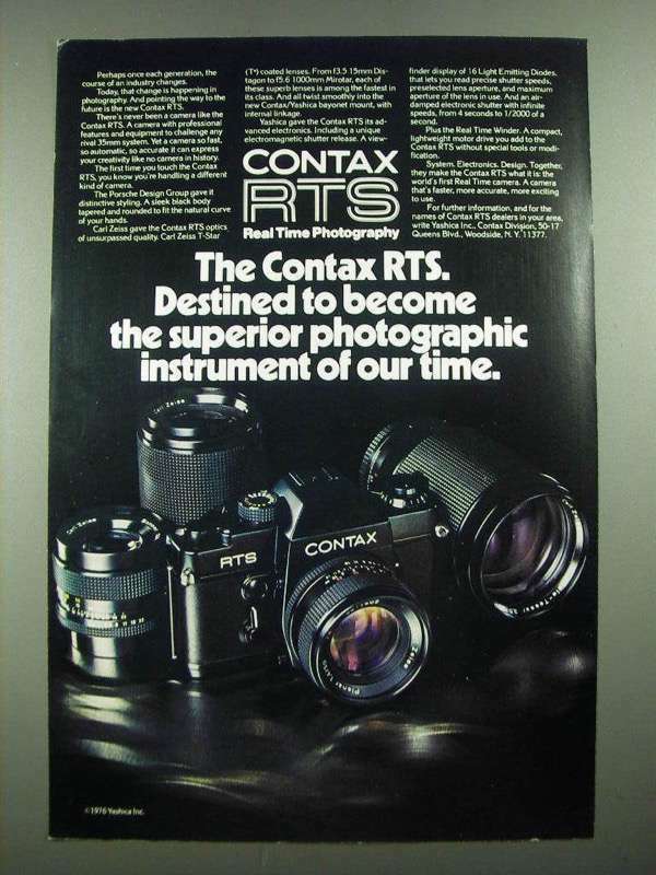 1976 Contax RTS Camera Ad - Superior Photographic Instrument of Our Time