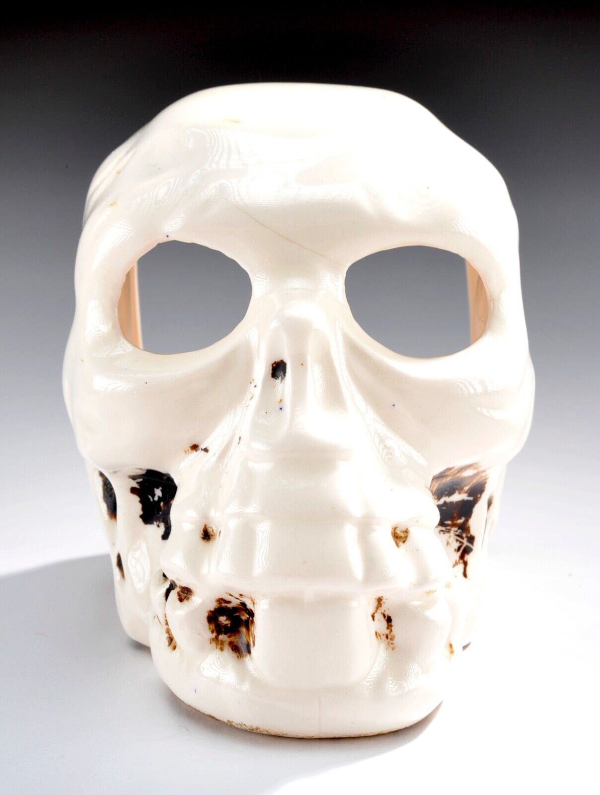 Vintage 1950's Porcelain Human Skull Incense Burner - Made in Japan - MCM
