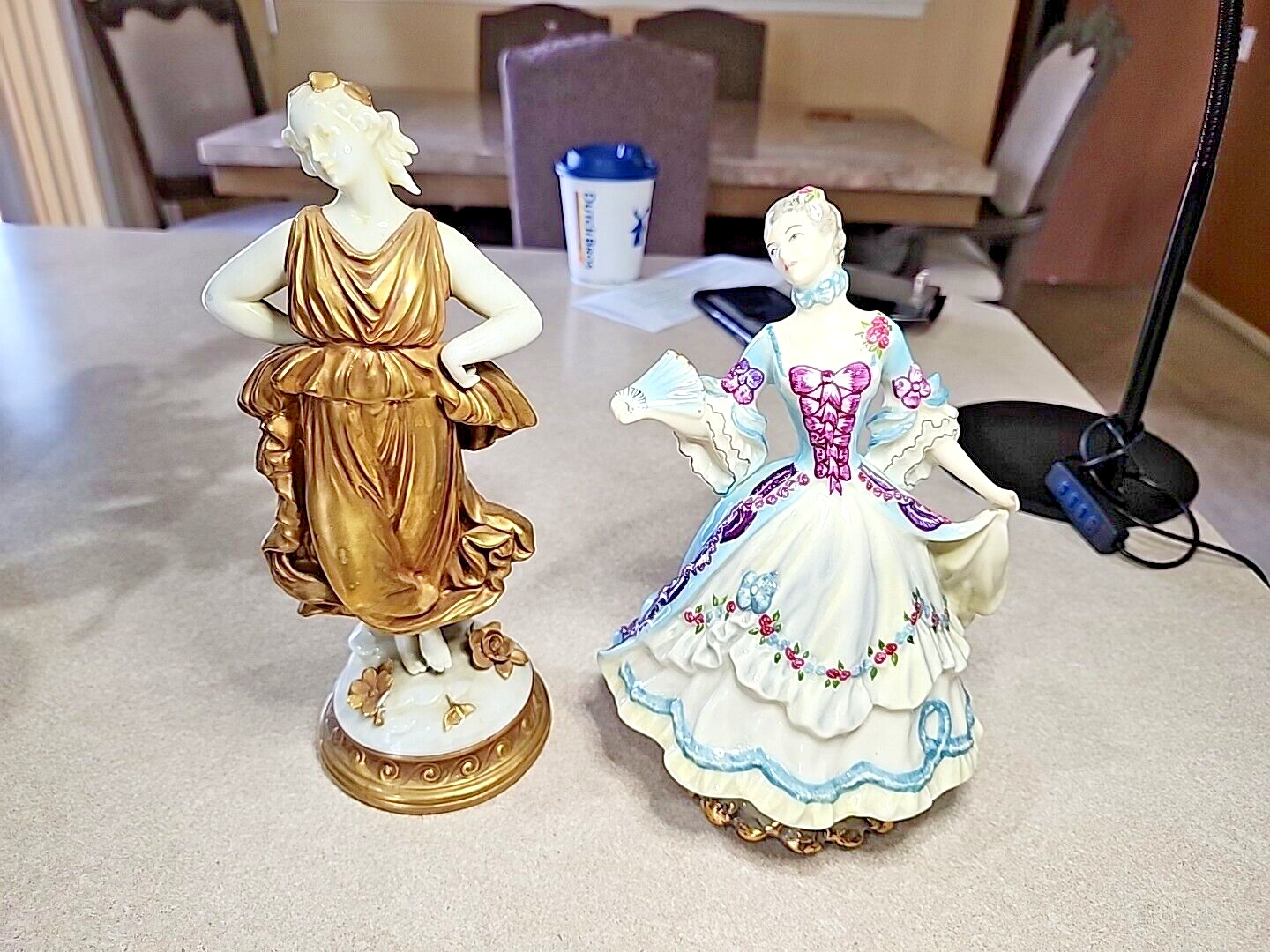 Pair Of Vintage Porcelain Ceremic Figures Volkstedt And Goldcrest