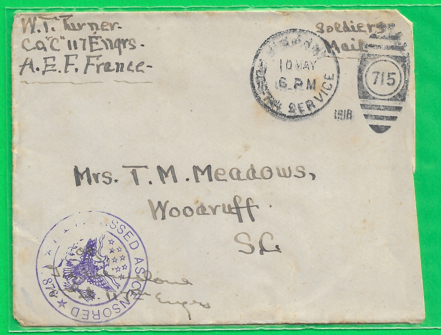 World War 1 Letter Home From The Front Line 1918 