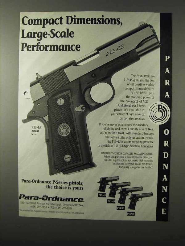 1995 Para-Ordnance P13-45 Pistol Ad - Performance