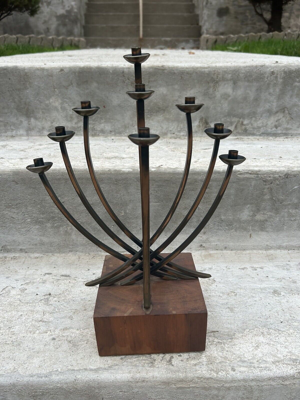 Vintage Maxwell Chayat  Handcrafted Judaica Menorah Signed Rare