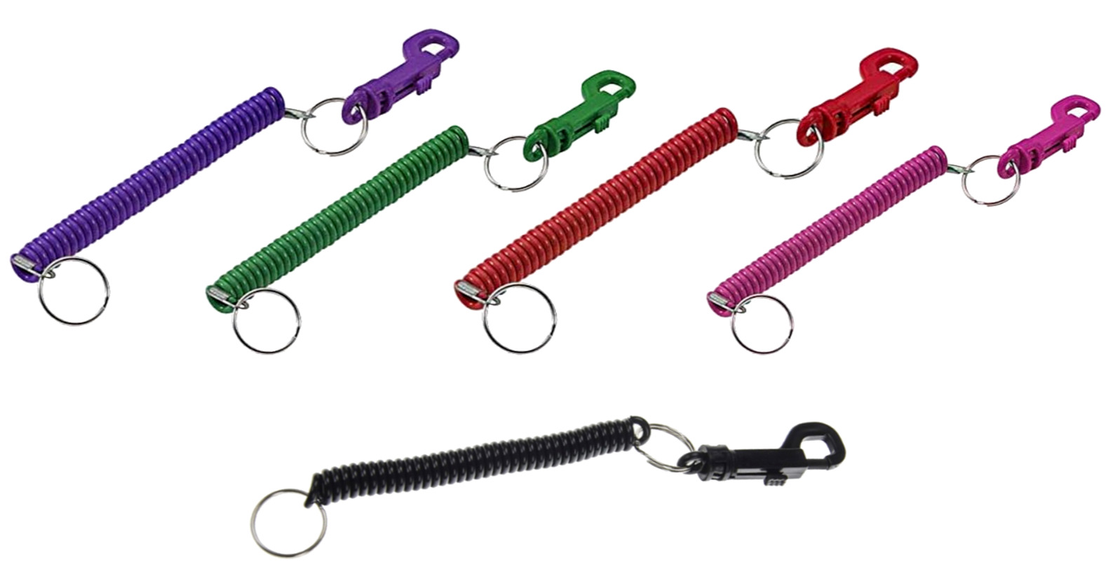 Lucky Line Designer Key Chain Stretch Coil Clip 5-Pack Assorted Colors 41601