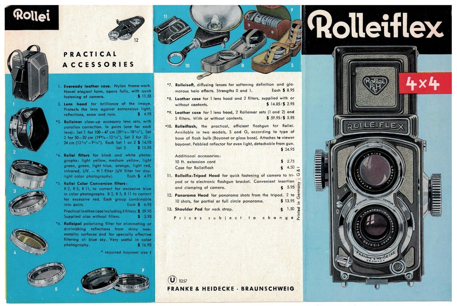 1950s Rolleiflex 4 x 4  Brochure