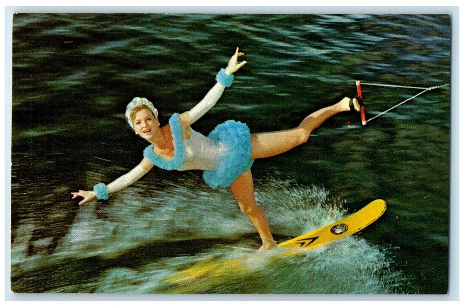 c1960 Water Ski Show Ballerina Cypress Gardens Florida Vintage Antique Postcard