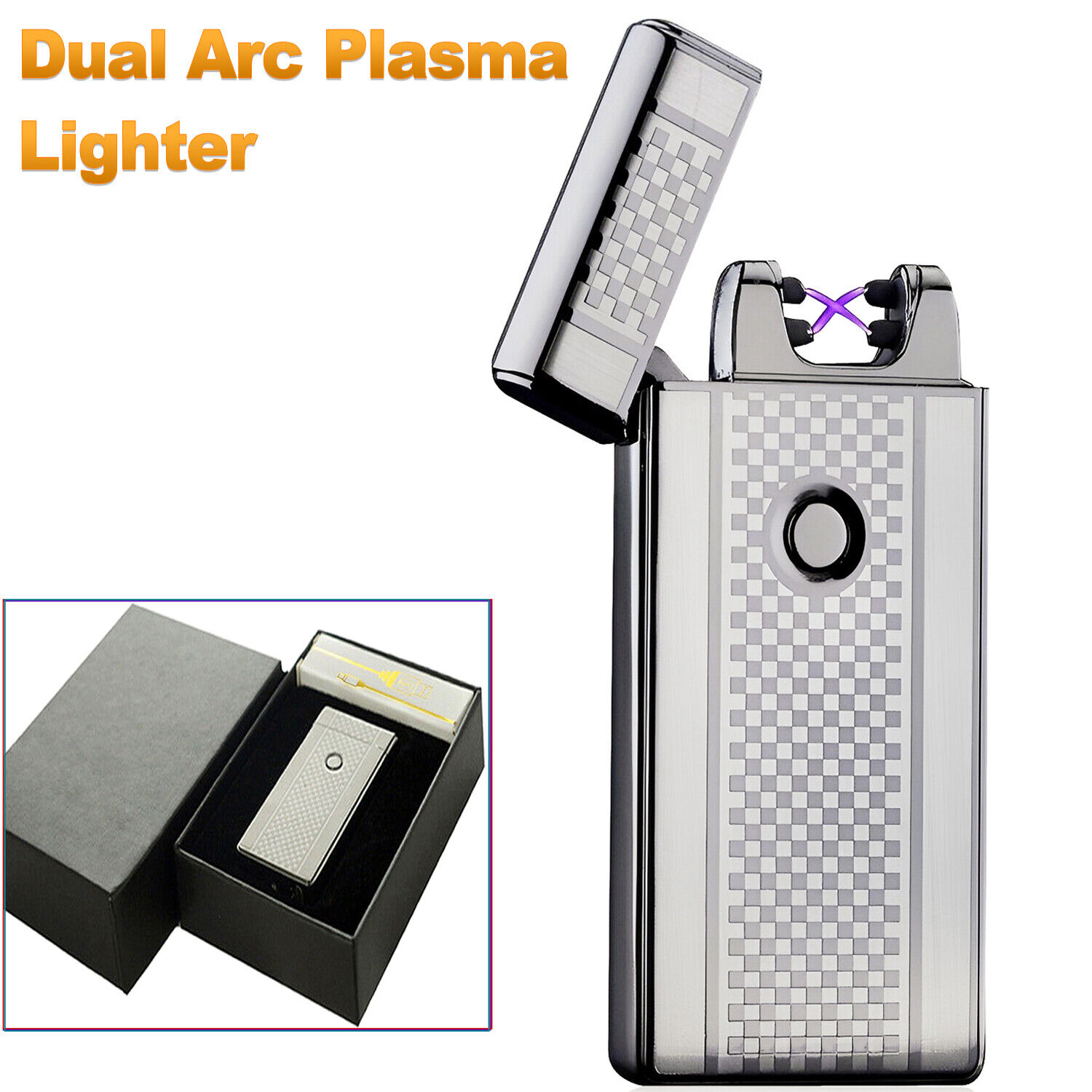Dual Arc Plasma Electric Flameless Lighter USB Rechargeable Waterproof Windproof