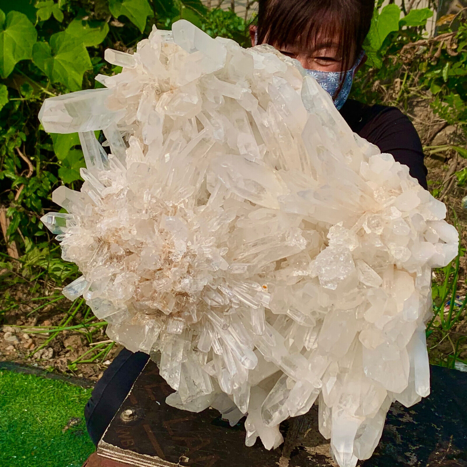 44.6LB  A+++Large Natural white Crystal Himalayan quartz cluster /mineralsls 