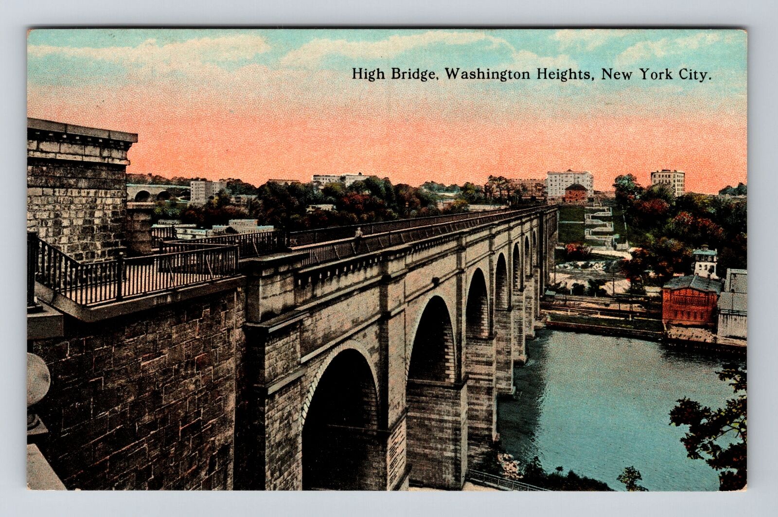 New York City NY, Washington Heights, High Bridge, Vintage Postcard